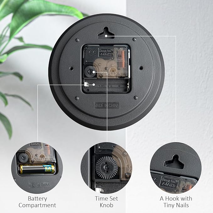 Wall Clock 12 Inches Non-Ticking Wall Clocks Battery Operated Large Easy to Read with Stereoscopic Dial Ultra-Quiet Movement Quartz for Office Classroom School Home Bedroom Kitchen