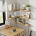 16 Inch Floating Shelves, 8 Inch Deep Floating Shelves for Wall, Hanging Shelf with Invisible Brackets, Deep Shelves for Bathroom, Bedroom, Living Room, Oak, Set of 2