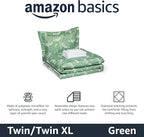 Amazon Basics Lightweight Microfiber Comforter Sets, 5 Pieces, Green, Floral, Twin/Twin XL