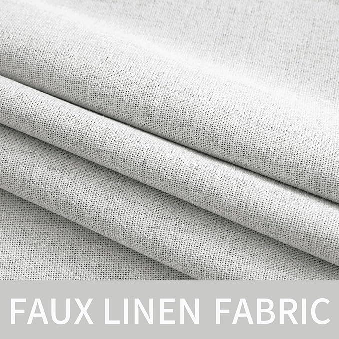 MIULEE 100% Blackout Linen Textured Curtains for Bedroom Solid Thermal Insulated Heathered White Grommet Room Darkening Curtains & Drapes Luxury Decor for Living Room Nursery 52 x 84 Inch (2 Panels)