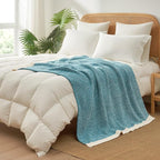 Snuggle Sac Teal Blue Oversized Throw Blankets,Super Soft Warm Cozy Throw Blankets for Couch, Knit Fuzzy Plush Blanket, Heather Teal, 50x70 inches