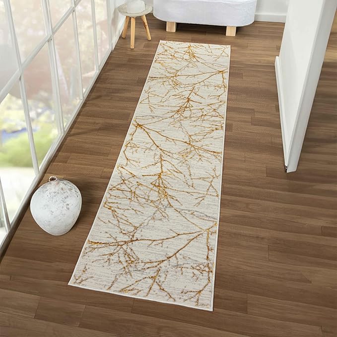 LUXE WEAVERS Sunset Collection 372 Gold 2x8 Modern Abstract Area Rug
