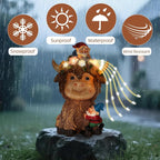 Solar Highland Cow Outdoor Statues for Garden: Outside Decor with Funny Gnomes Clearance for Yard Art Lawn Ornaments Porch Patio Balcony Home House - Birthday Gifts for Grandma Mom Women(Cow Gnome)
