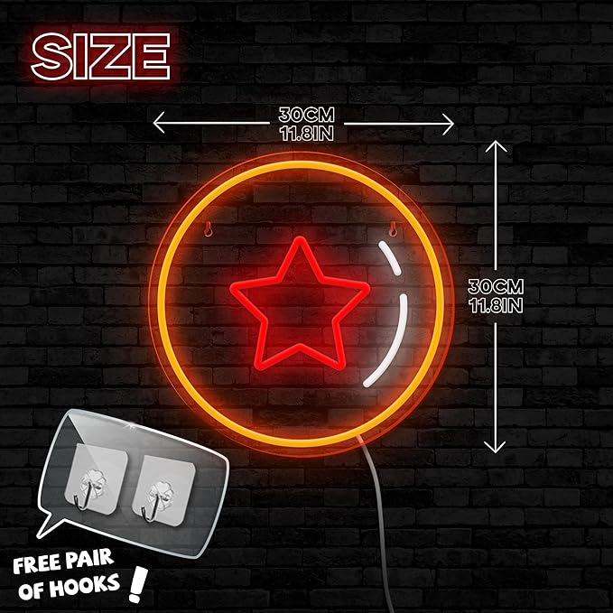 Anime Neon Sign, One Star Ball Neon Signs for Wall Decor, Dimmable Acrylic Neon Lights for Bedroom Livingroom Game Room Man Cave Birthday Party Decorations Gift