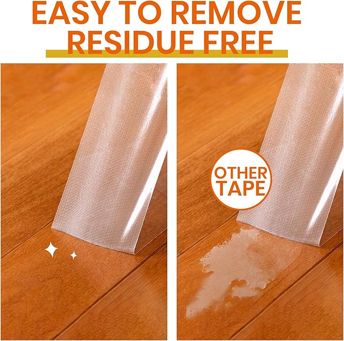 TAPEBEAR Carpet Tape Double Sided 2Inch x 30Yards, Heavy Duty Rug Gripper Anti Slip Anti Curling Floor Tape Residue-Free, Two Sided, Removable, Waterproof for Area Rugs, Mats, Strong Hold for Tile