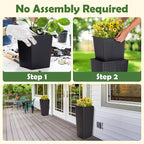 IDZO Wicker All-Weather Planter Set with Liners Tall Plant Decor Box for Outdoors Patio Herb Garden Furnishings - Rectangular Mocha