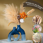 Snuggle Hollow Ceramic Decorative Vase, Modern Minimalist Nordic Boho Ins Style Vases for Home Decor Living Room Shelf Entryway Coffee Table or Console Décor (Matte Navy Blue)