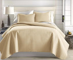 Southshore Fine Living, Inc. Quilts, Full/Queen Size Quilt Bedding Set, Easy Care Stain & Pet Hair Resistant Bedding, Coverlet Queen Size/Full Size Beige Bedspread with 2 Pillow Shams, Soft Sand