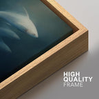 SIGNFORD Framed Canvas Print Wall Art Set Deep Sea Fish Serene Underwater Life in Dark Tones Illustration Modern Art Decorative Nordic Nature for Living Room, Bedroom, Office - 16"x24"x2 Natural