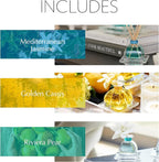 AGRARIA at The Beach PetiteEssence Collection, Handmade Sola Flower Reed Diffuser Set of 3, Luxury Home Fragrance Scented Oil Diffuser Gift Set