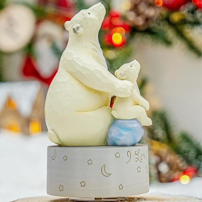 AIDLNS Polar Bear Music Box Figurine, Birthday Gifts for Daughter Son Mom Dad Kids Christmas Anniversary, Sculpted Hand-Painted Musical Figure Plays You are My Sunshine Tune