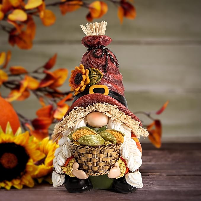 Leekung Fall Gnomes Statues for Thanksgiving Decorations,Harvest Gnomes Figurines for Fall Decor,Fall Gnome Decorations for Home Shelf Tiered Tray Decor,Autumn&Thanksgiving Theme Decorative