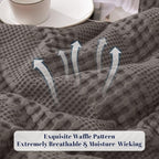 PHF Cooling Waffle Blanket King Size, Lightweight 60% Rayon Derived from Bamboo & 40% Cotton Breathable Blanket for Hot Sleepers, Soft and Luxury for Bed Couch and Sofa, 104"x90", Dark Grey