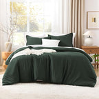 Litanika Forest Green Comforter Set Queen Size, 3 Pieces Lightweight Solid Bedding Comforter Set, All Season Fluffy Bed Set (90x90In Comforter & 2 Pillowcases)