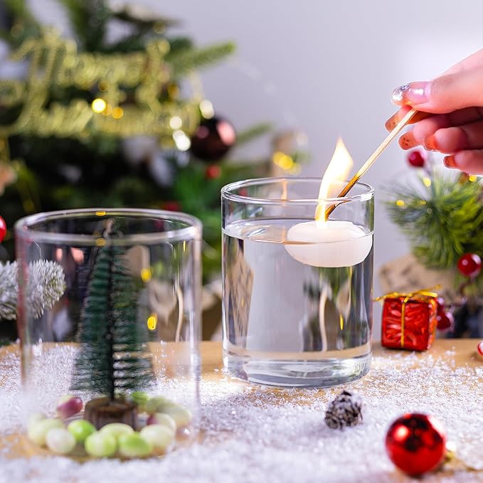 4 Inch Small Glass Cylinder Vases for Centerpieces | 12pcs Clear Flower Vase for Wedding Decorations, Floating Candle Vases in Bulk, Hurricane Candle Holders for Table, Home Décor