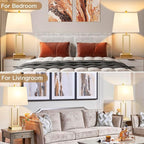 Touch Control Table Lamps Set of 2, Modern Gold Bedside Lamps with USB A+C Ports & AC Outlet, 3 Way Dimmable Contemporary Nightstand Lamps for Bedroom Living Room(LED Bulb Included)