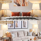 23.5" Touch Control Table Lamps, Metal Bedside Lamp for Bedroom Set of 2 with USB A+C Ports & AC Outlet, 3-Way Dimmable Nightstand Lamp for Living Room (LED Bulb Included)