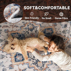 6 ft Round Rugs for Living Room Bedroom Rug Circle Area Rug for Dining Room Table Throw Vintage Circular Rugs Washable Soft Comfortable Blue Rust