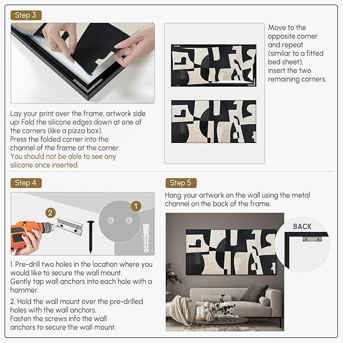 SIGNWIN 36"x72" Extra Large Framed Wall Art Black and White Abstract Geometric Design, Minimalist Modern Print for Home Living Room Bedroom Decor (Frame Assembly Required)