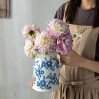 Blue and White Pitcher Vase, 8 Inch Vintage Chinoiserie Ceramic Flower Vase, Rustic Retro Ice Cracked Antique Porcelain Vases for Home Farmhouse Table Centerpieces Shelf Decor