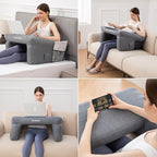 Reading Pillow for Gaming,Inflatable Bed Rest Pillow for Reading,lap desk Extra Large Arm Rest Pillow for bed,Floor,Working,Gaming,for Play Steam Deck Switch and PS5 while Sitting in Bed table pillow