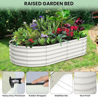 2 Pcs 6x3x1ft Oval Raised Garden Bed, Galvanized Raised Beds,Open-Ended Base Metal Raised Planter Beds,Garden Bed Outdoor,Planter Raised Boxes for Vegetables, Flowers,Tool-Free Asse,White