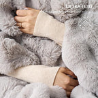 EVERGRACE Ultra Soft Luxury Fluffy Ridgeline Faux Rabbit Fur Throw Blanket, Thick Warm Fuzzy Blankets for Winter, Cozy Plush Reversible Blanket for Couch, Bed, Sofa, Taupe, 80x90 Inches, 870 GSM