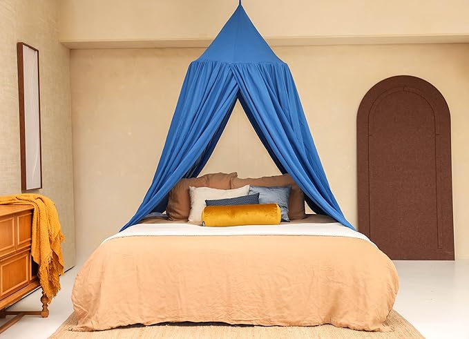 Blue Bed Canopy for Queen and King-Sized Beds | Bedroom Decoration for Teens or Adults | Conical Shape Insect Netting | Mosquito Net in Multiple Colors and Sizes