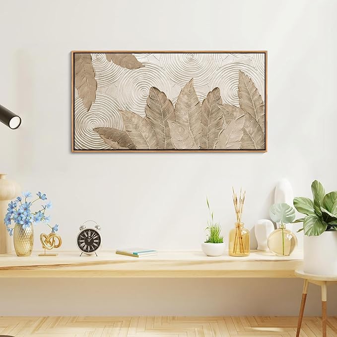 Minimalist & Modern Art for Bedroom Decor Framed Abstract Artwork for Walls Neutral & Contemporary Beige Wall art - Artwork for Living Room and Boho Style Large Abstract Wall Art 20×40IN