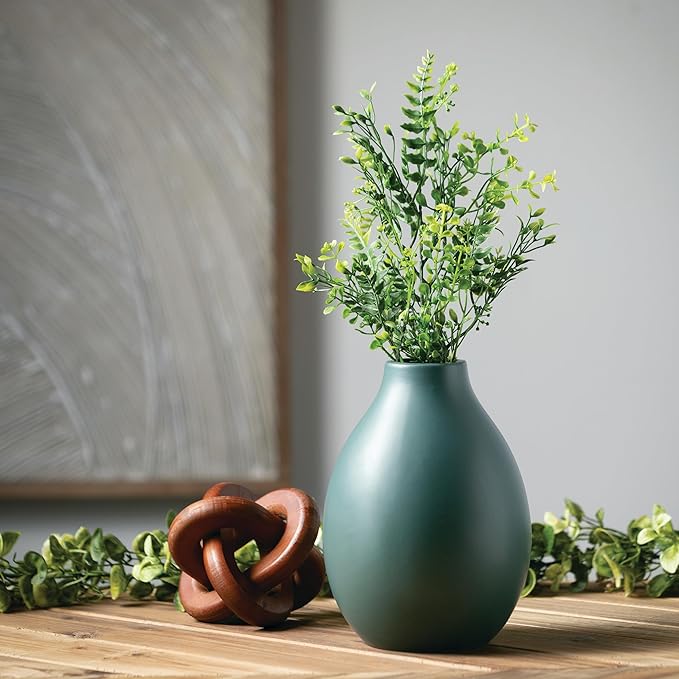 Sullivans Matte Teal Ceramic Flower Vase 9" Tall, Versatile Modern Home Decor Vase for Flowers, Decorative Accent for Kitchen, Living Room, Office