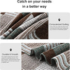 PANGUSHAN 100% Cotton Quilt Set Queen Size, Patchwork Plaid Queen Quilt Bedding Set Bedspreads, Farmhouse Lightweight Comforter Reversible Quilt, Brown/Green Bed Spread for Queen Bed, 3 Pieces