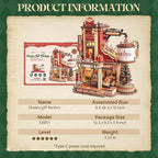 ROKR 3D Puzzle for Adults Christmas Style Dream Gift Factory Wooden Model Kit Luminous Factory DIY Dollhouse Kit Building with Music, Lights and 5 Elves for Adults