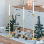 Gold Candlestick Holders,Set of 6 Gold Candle Candlestick Holder,Metal Candle Stick Holder Decor for Wedding, Dinning, Party,Fit 3/4" Thick Tapered or Led Candle