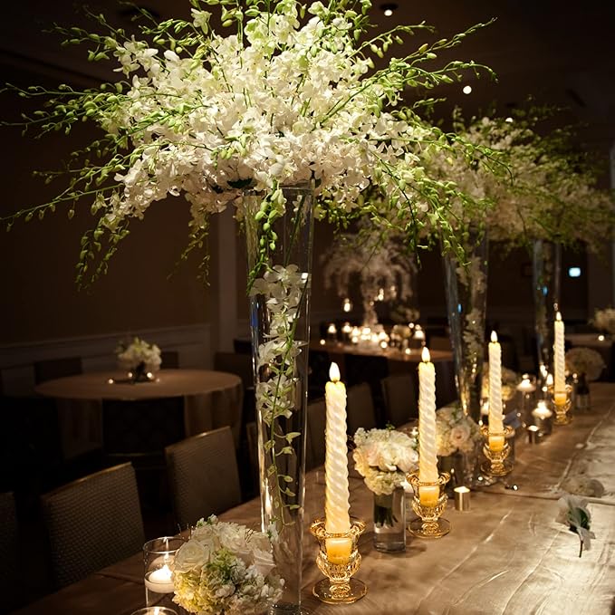 Foaincore 36 Pcs Candlestick Holders Bulk 2.5 Inch Taper Candle Holder for Table Centerpiece Thick Glass Ritual Candle Stand for Wedding Christmas Valentines Festival Party Decorations（Gold）