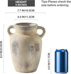 Farmhouse Ceramic Vase with Handle,9.7 inch Handcrafted Vintage Terracotta Pottery Vases for Shelf Decor, Coffee Table Styling, or Bedroom Accent