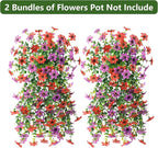 Artificial Fake Flowers Plants for Outdoor Spring Summer Decoration, 2 PCS Faux Silk Daisy Flower UV Resistant Look Real for Outside Patio Porch Garden Balcony Home Summer Decor(Red Purple)