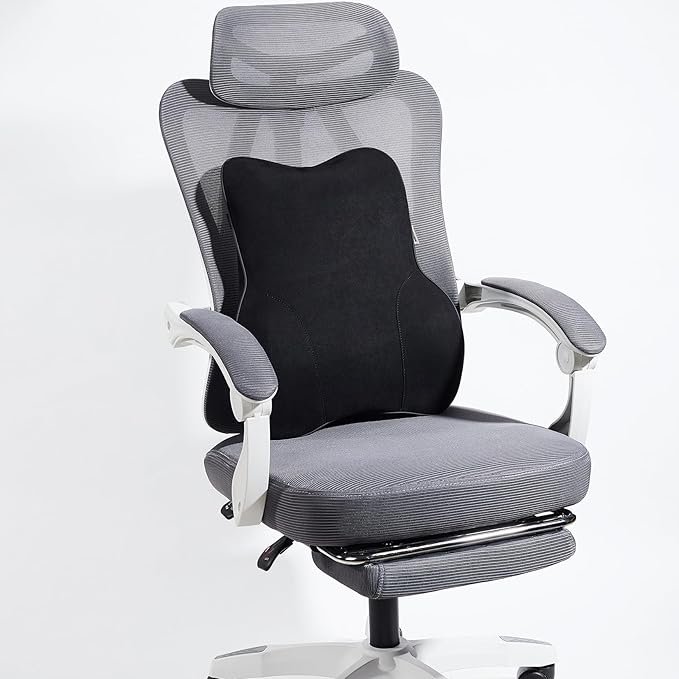 Soft Lumbar Support Pillow for Car Seat and Office Chair Back Support Pillow for Toyota RAV4 and Seat and Truck Driver's seat, Back Cushion for Pain Relief Improve Posture (Suede Cover-Black)