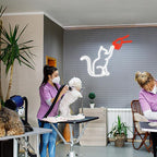 LISIGNVE Cat Handshake Neon Sign Human Beings and Animals Neon Light for Wall USB Light Up Sign Cat Led Sign for Pet Shop Bedroom School Museum Zoo (16.5”*12.6”)