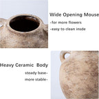 6 Inch Ceramic Vase, Terracotta Flower Vases, Vintage Porcelain Vase for Home Decor, Decorative Farmhouse Vase with hadle for Home Decor, Living Room, Shelf Decor, Farmhouse, Table, Lyeec