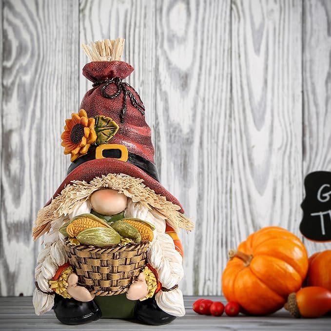 Leekung Fall Gnomes Statues for Thanksgiving Decorations,Harvest Gnomes Figurines for Fall Decor,Fall Gnome Decorations for Home Shelf Tiered Tray Decor,Autumn&Thanksgiving Theme Decorative