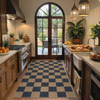 Lahome Checkered Easy Jute Indoor Outdoor Carpet, 3x5 Washable Rugs for Entryway Living Room Farmhouse Area Rug, Non Slip Blue Checkerboard Indoor Door Mat for Entry Patio Deck