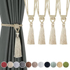 Fenghuangwu Curtain Tiebacks Tassel Tie-Backs, Rope Curtain tie Backs Handmade Curtain Holdbacks Made from Polyester (Beige, 4p)