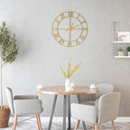 Large Wall Clock, Metal Retro Roman Numeral Clock, Modern Round Wall Clocks Almost Silent, Easy to Read for Living Room/Home/Kitchen/Bedroom/Office/School Decor (Gold, 16 Inch)