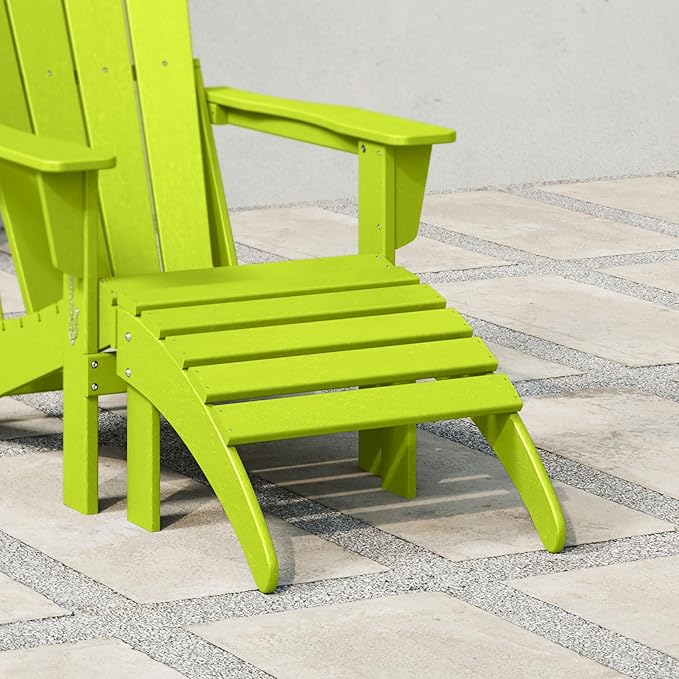 WestinTrends Outdoor Ottoman, Patio Adirondack Ottoman Foot Rest, All Weather Poly Lumber Folding Foot Stool for Adirondack Chair, Widely Used for Outside Porch Pool Lawn Backyard, Lime