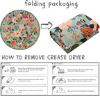 Round Rug 4ft Washable Circle Rug Non Slip Low Pile Boho Floral Small Circular Rug for Bedroom, Bathroom, Entryway, Kids Room, Office, College Dorm(Green)