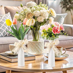 18 Pcs Ceramic White Vases for Home Decor with Cotton lace and Rope 7.09 inch Tall Vases for Centerpieces Modern Floral Vase Wedding Party Event Home Office Decoration