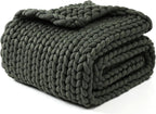 YnM Chunky Throw Blanket, Medium-Weight, Hand Knitted, Skin Friendly, Ventilated and Breathable, Machine Washable, Home Décor Piece for Couch, Sofa and Bed (Olive, 40x50 Inch)