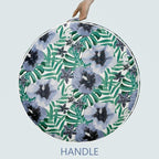 LVTXIII Indoor/Outdoor Inflatable Ottoman, D31 x H14 Inch Large Round Ottoman, All Weather Foot Rest Stool, Portable Footrest for Patio, Garden, Camping and Home - Blue Salmone Tropical