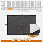Mibao Front Door Mat, Dirt Trapper Welcome Mat for Outdoor Indoor, Non-Slip Waterproof Doormat, Durable Machine Washable Low Profile Entry Rug for Back Door Outside Patio Porch, 36" x 24", Grey