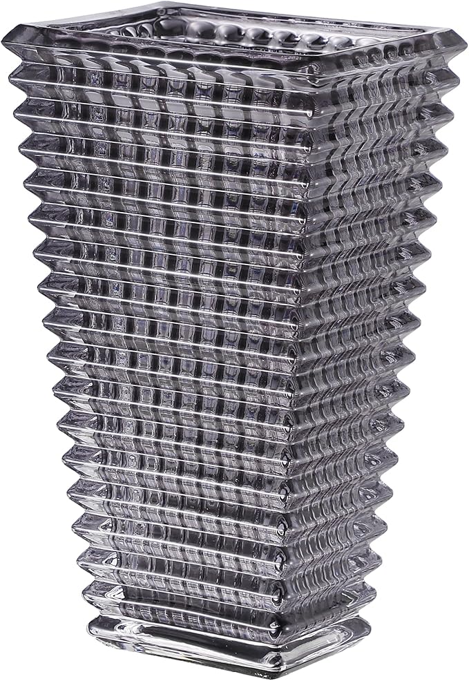 MCMCNCUIU Crystal Glass Vase, Large Crystal Vases for Flowers, Large Flower Vase, Black Modern Vases for Living Room, Bedroom, Kitchen, Dining Table, Mantle, Wedding, 11 Inches